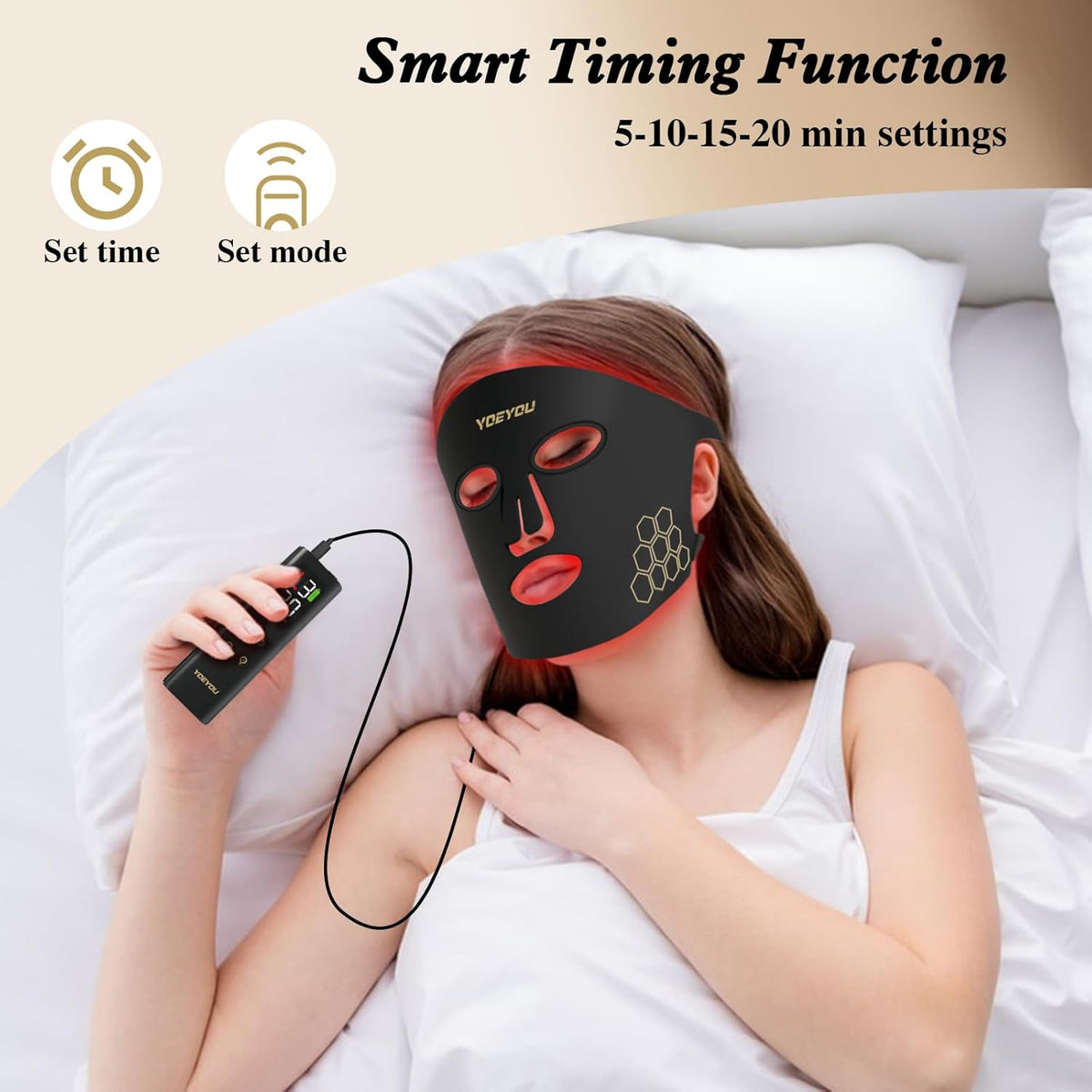 Red Light Therapy for Face, 850Nm near Infrared LED Face Mask, 4 Light Modes, Portable Rechargeable Red Light Therapy Mask Skincare Device for Facial Rejuvenation
